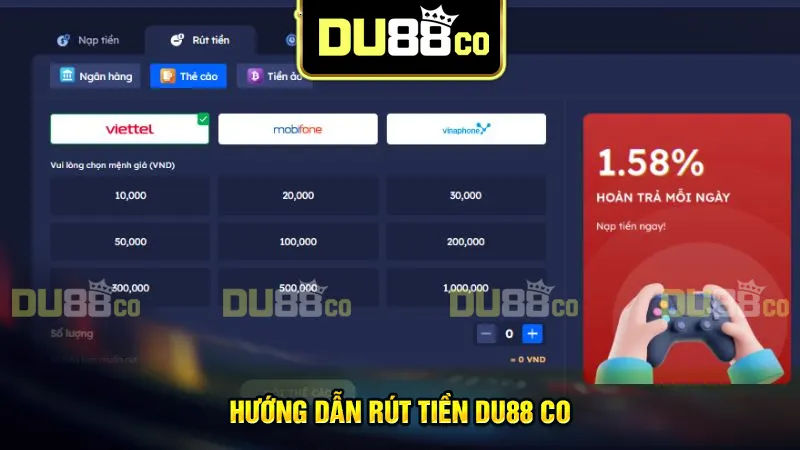 Hướng dẫn cách rút tiền DU88 chi tiết, an toàn cho tân thủ